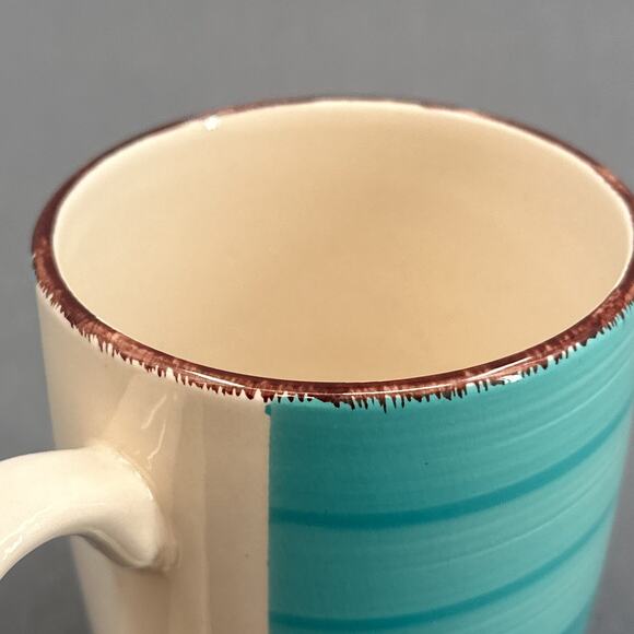 Royal Norfolk Turquoise Swirl Stoneware Coffee Tea Mugs Cabin Farmhouse MOD New - Picture 7 of 14